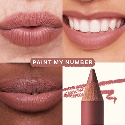 Shade: Oneliner in Paint My Number + ShineOn Lip Jelly in Cashew [Shown is the Rosy Brown Duo]