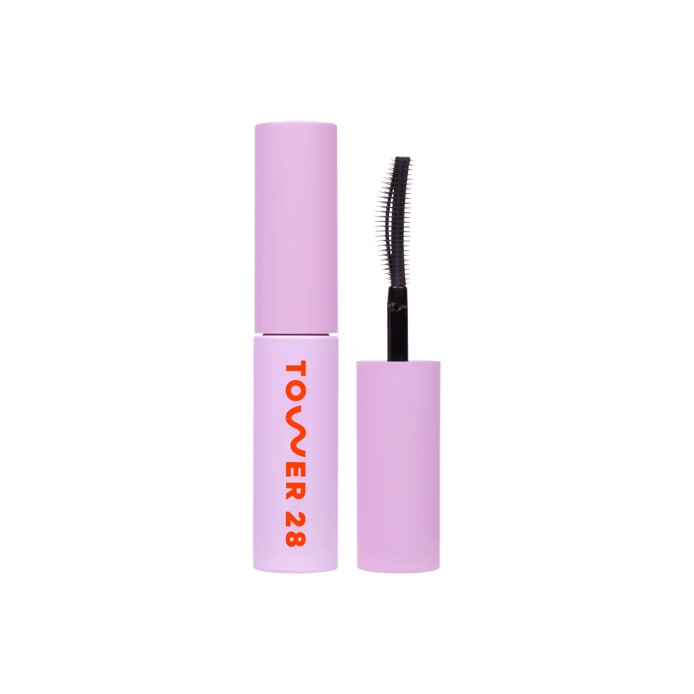 The Tower 28 Beauty MakeWaves Mini Mascara in the shade Jet.