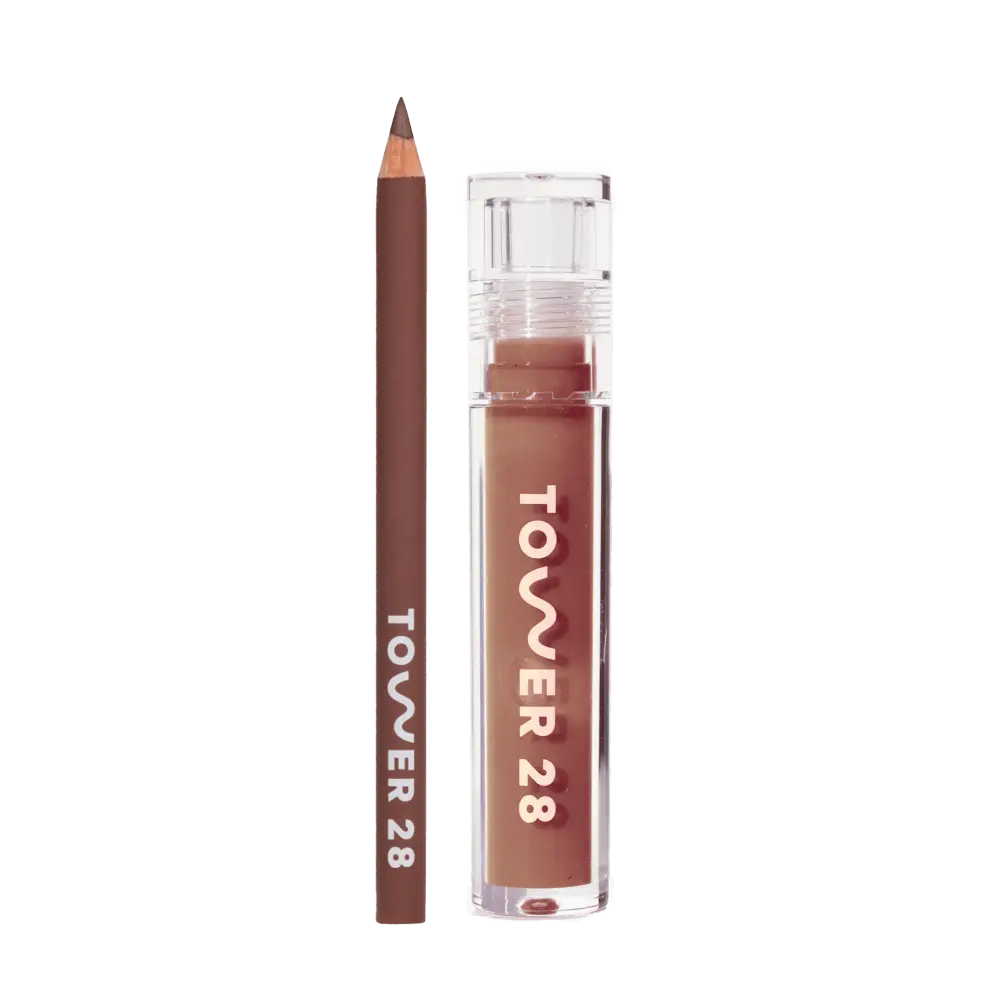 Shade: Oneliner in Draw Me + ShineOn Lip Jelly in Almond [Shown is the Chocolate Brown Duo]